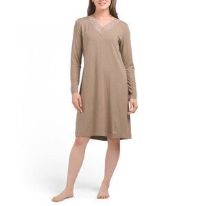HANRO Khaki Long Sleeve Nightdress